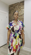 Load and play video in Gallery viewer, Ankara Multicolored Musings Dress with Pockets &amp; Matching Sash!
