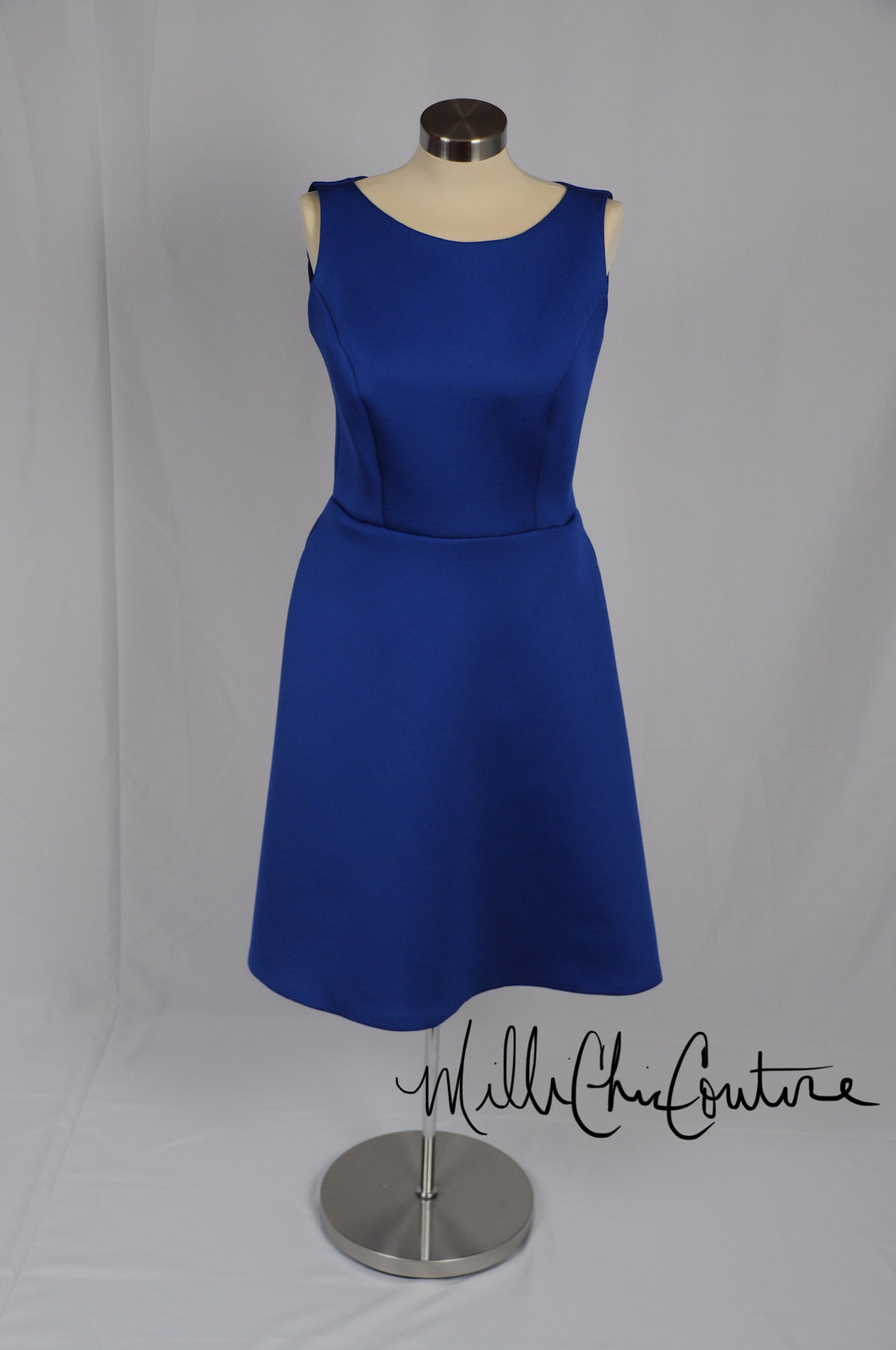 Stretch Royal Blue Neoprene Unlined Pullover Midi with Pockets!